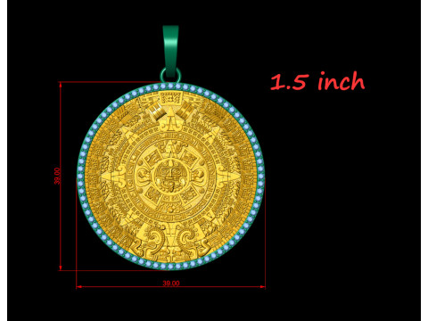 Mayan Calendar 1 and half inch Diamond Pendant 3D-printmodel