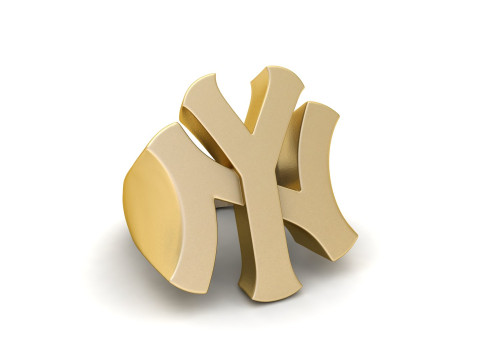 NY Yankees Logo Gold Signet Ring 3D Print Model