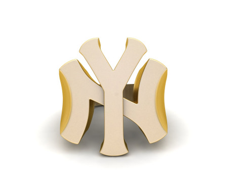 NY Yankees Logo Gold Signet Ring 3D Print Model