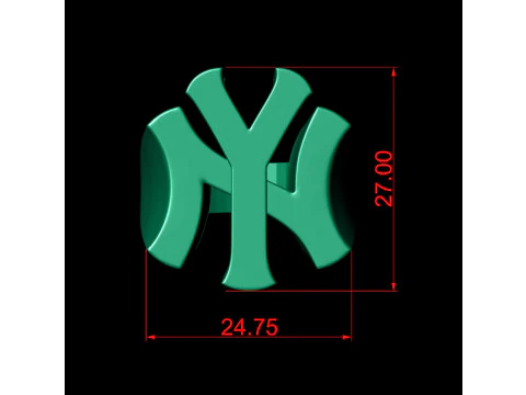 NY Yankees Logo Gold Signet Ring 3D Print Model