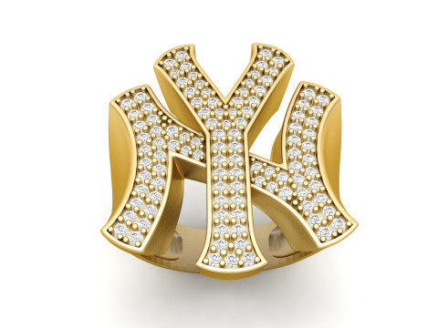 NY Yankees Diamond Signet Ring Modelo de impresión 3D