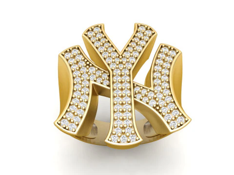 Bague chevali&egrave;re en diamant des Yankees de New York Modèles 3D en vedette