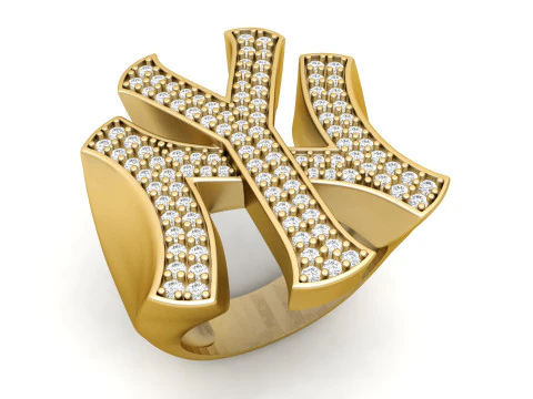 NY Yankees Diamond Signet Ring 3D Print Model