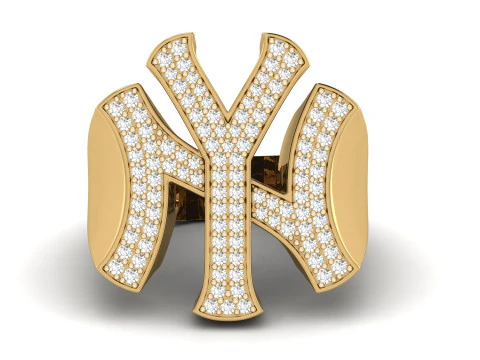 NY Yankees Diamond Signet Ring 3D Print Model