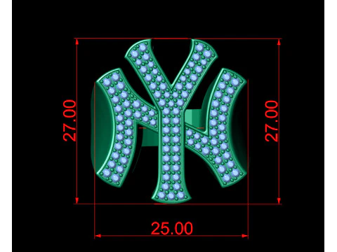 NY Yankees Diamond Signet Ring 3D Print Model