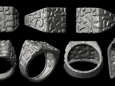 Anel de pepita de ouro simples leve, todos os 7 tamanhos, de US 6 a US 12 Modelo de Impressão 3D