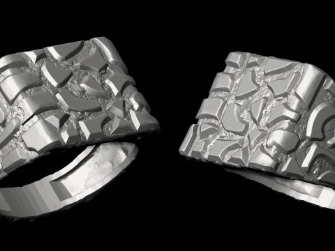 Light Weight Plain Gold Nugget Ring All 7 Sizes From US 6 to US 12 3D 打印模型