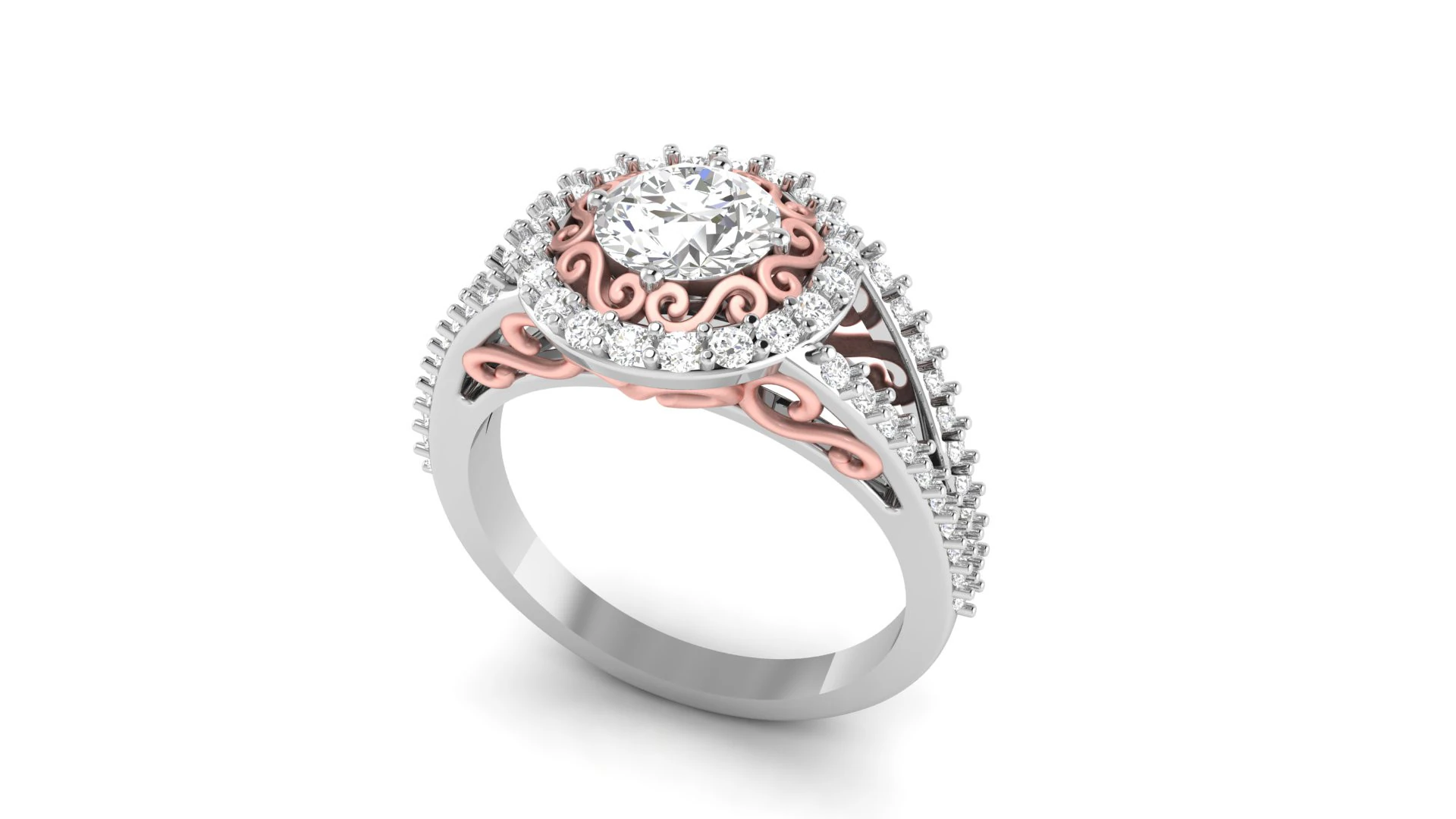 Princess Filigree Engagement Ring 3D Print Model .c4d .max .obj .3ds .fbx .stl .blend 
