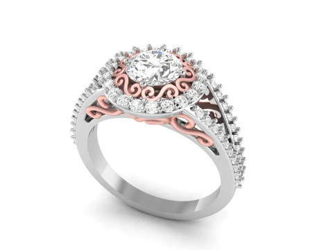 Anel de Noivado Princesa Filigrana Modelo de Impressão 3D