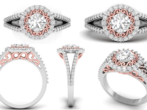 Princess Filigree Engagement Ring 3D प्रिंट मॉडल