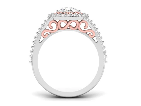 Princess Filigree Engagement Ring 3D Print Model
