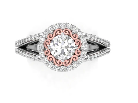 Princess Filigree Engagement Ring 3D Print Model