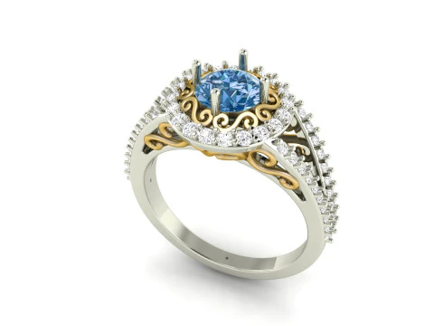 Princess Filigree Engagement Ring 3D Print Model