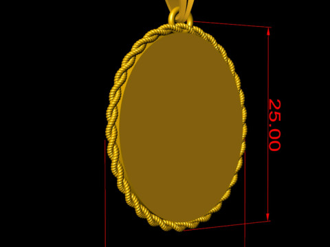 Rope Photo Memory Pendant - 1 inch Model do druku 3D