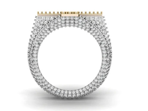 Dual Tone Cross Diamond Cross Signet Ring 3D Print Model