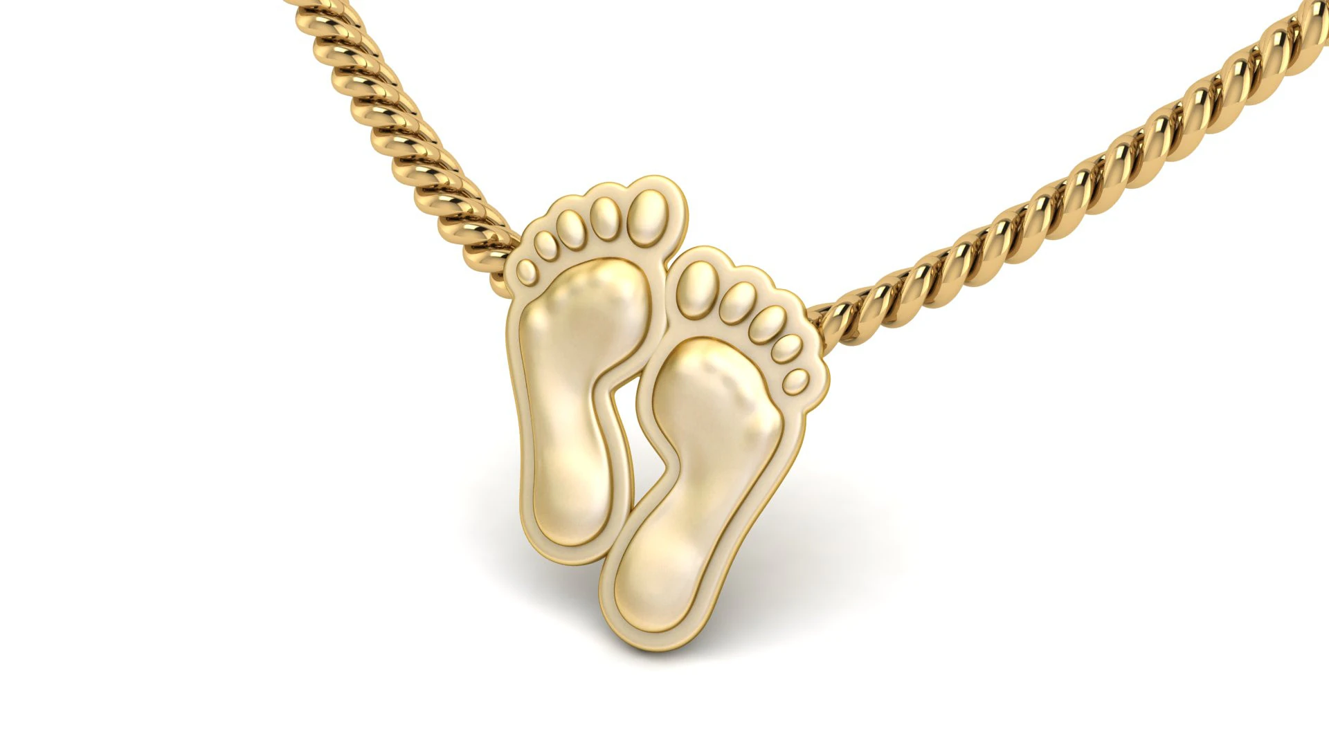 Gold Lucky Feet Pendant 3D Print Model .c4d .max .obj .3ds .fbx .stl .blend 