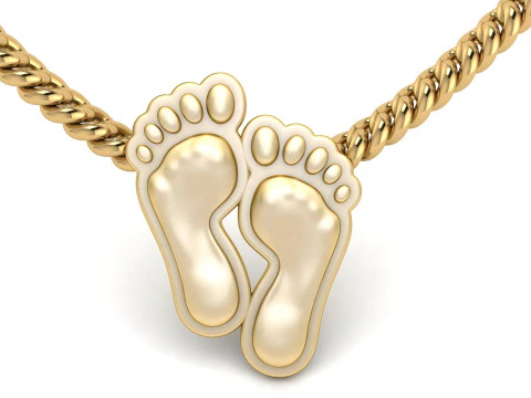 Gold Lucky Feet Pendant 3D Print Model