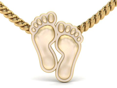 Gold Lucky Feet Pendant 3D Print Model