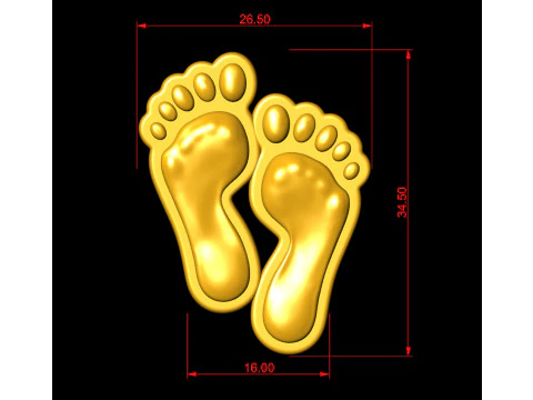 Gold Lucky Feet Pendant 3D Print Model
