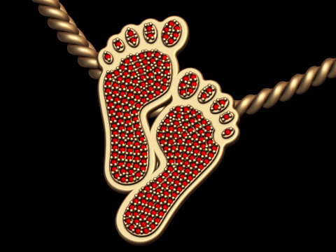 Diamond Lucky Feet Pendant Type 2 Model do druku 3D