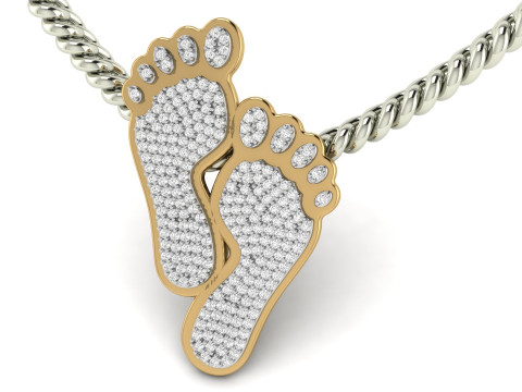 Diamond Lucky Feet Pendant 3D Print Model
