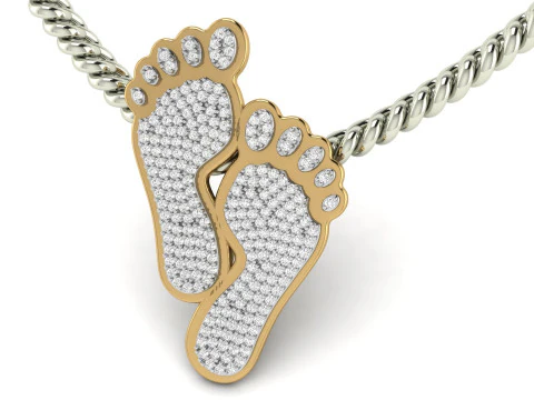 ダイヤモンド ラッキー フィート ペンダント 3Dプリントモデル