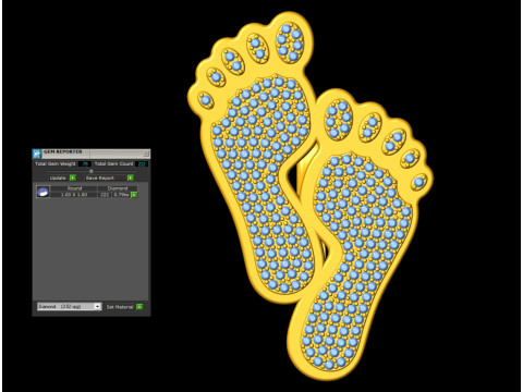 Diamond Lucky Feet Pendant Modello di stampa 3D