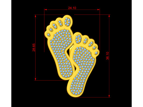Diamond Lucky Feet Pendant Modello di stampa 3D