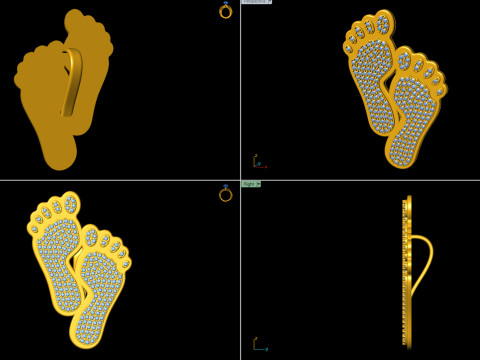 Diamond Lucky Feet Pendant Modello di stampa 3D