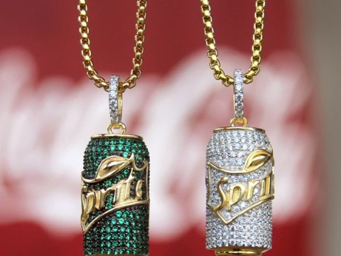 Iced Out Sprite Soda Can Diamond Pendant 3D Print Model