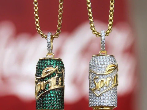 Pendentif en diamant pour canette de soda Iced Out Sprite Modèles 3D en vedette