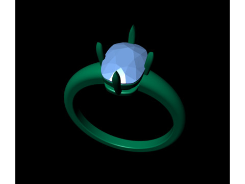 Cushion Claw Diamond Engagement Ring 3D Print Model