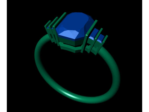 Orange Sapphire with Black Stone Diamond Ring 3D Print Model