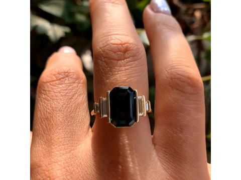 Octagon with Emerald Engagement Ring 3D Print Model