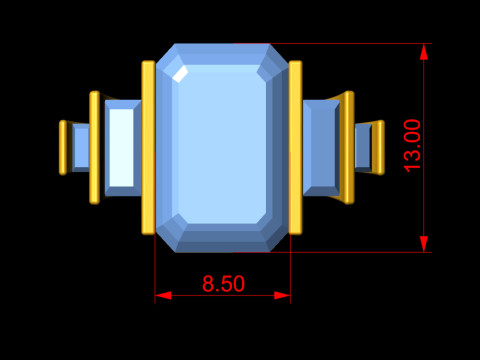 Octagon with Emerald Engagement Ring 3D 打印模型