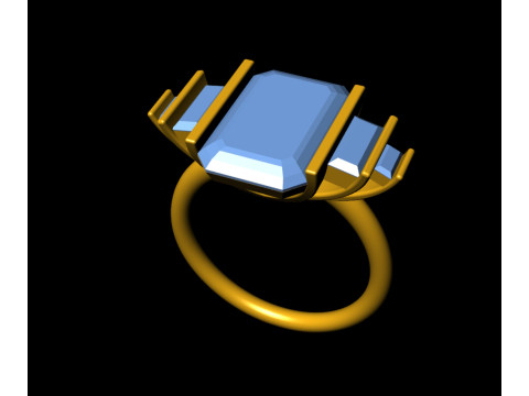 Octagon with Emerald Engagement Ring 3D 打印模型