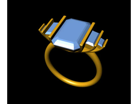 Octagon with Emerald Engagement Ring 3D Print Model