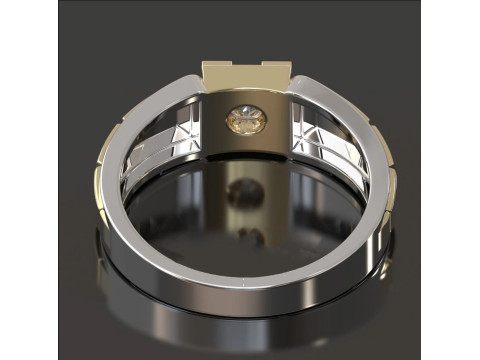 Gents Heavy Dual Tone Solitaire Engagement Ring Modèles 3D en vedette