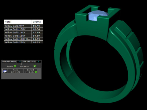 Gents Heavy Dual Tone Solitaire Engagement Ring Modèles 3D en vedette