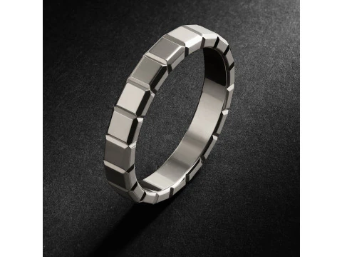 Anel masculino de ouro liso com blocos de cubo de gelo Modelo de Impressão 3D