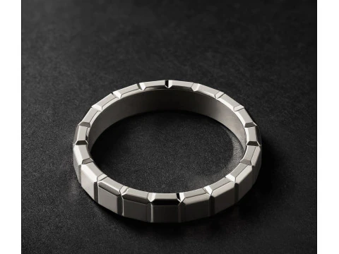 Gents Ice-Cube Blocks Plain Gold Ring 3D Print Model