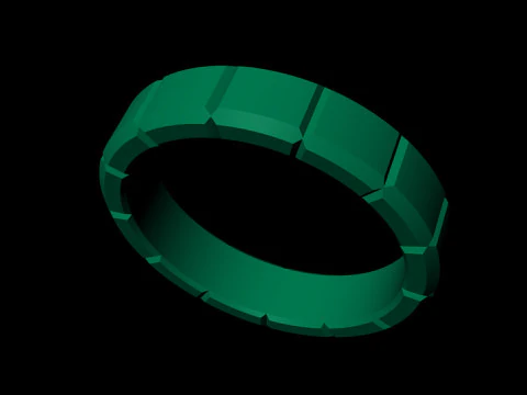 Gents Ice-Cube Blocks Plain Gold Ring 3D Print Model