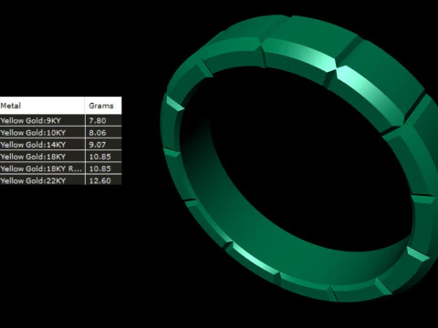 Gents Ice-Cube Blocks Plain Gold Ring 3D Print Model