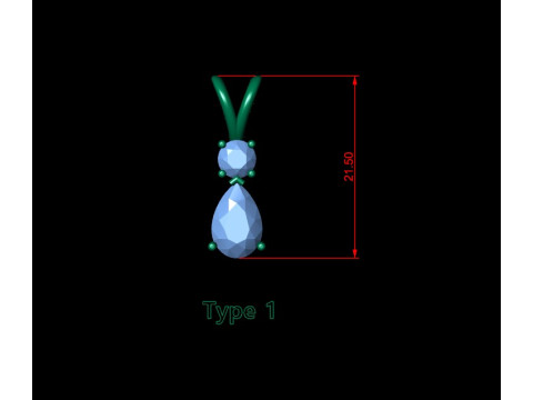 Valentine Pear with Round Solitaire Pendant 3Dプリントモデル