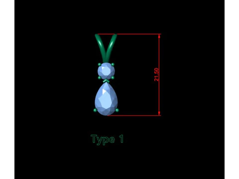 Valentine Pear with Round Solitaire Pendant 3D Print Model