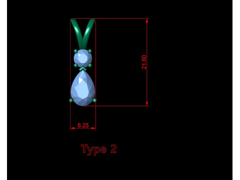 Valentine Pear with Round Solitaire Pendant 3Dプリントモデル