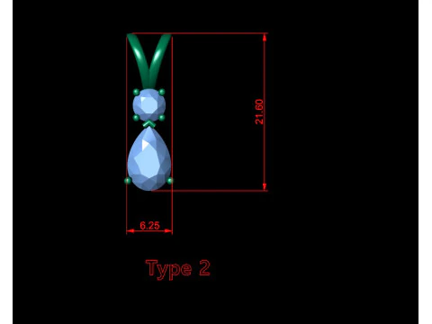 Valentine Pear with Round Solitaire Pendant 3D Print Model