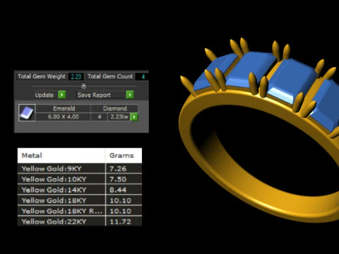 Emerald Diamond Tetrad Band 3D Print Model