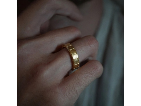 Classic Shield Textured Ring Band Modèles 3D en vedette