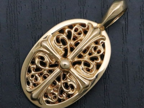 Cross Heart Royal Gold Necklace Pendant 3D Print Model